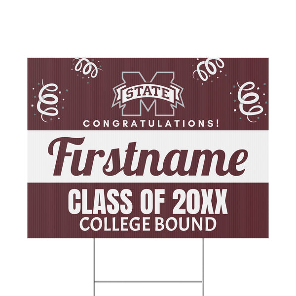 Personalized Mississippi State Bound Yard Sign