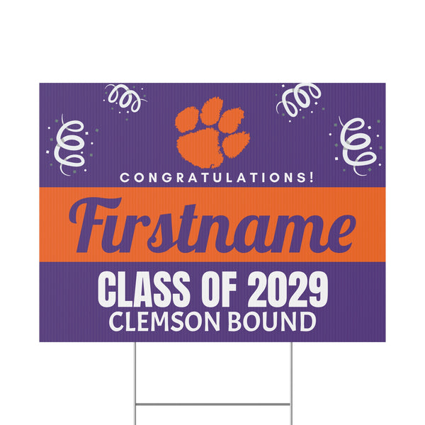 Personalized Clemson 2029 Bound Yard Sign