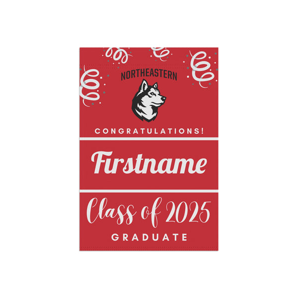 Personalized Northeastern 2025 Graduate Yard Flag