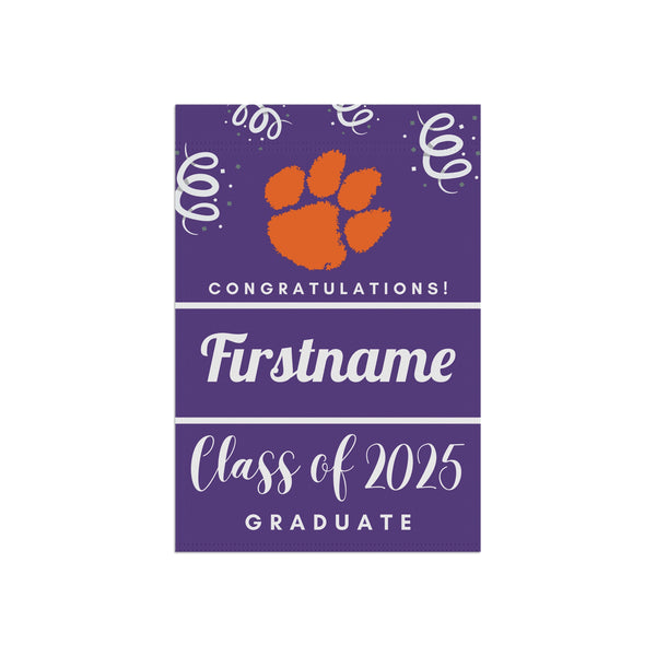 Personalized Clemson 2025 Graduate Yard Flag