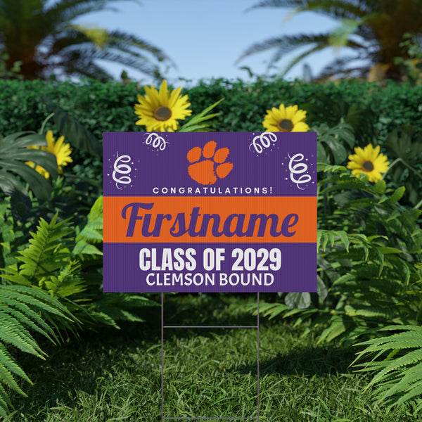 Personalized Clemson 2029 Bound Yard Sign