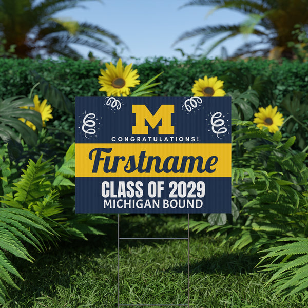 Personalized Michigan 2029 Bound Yard Sign
