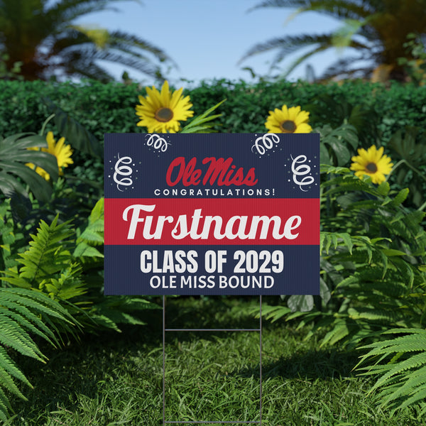 Personalized Ole Miss 2029 Bound Yard Sign