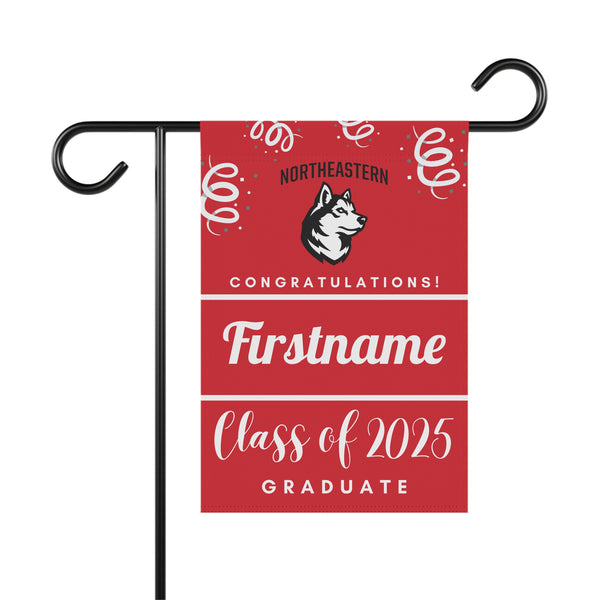 Personalized Northeastern 2025 Graduate Yard Flag