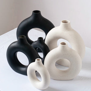 Black and White Donuts Ceramic Vase