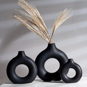 Black and White Donuts Ceramic Vase
