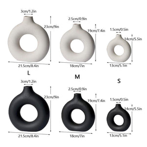 Black and White Donuts Ceramic Vase